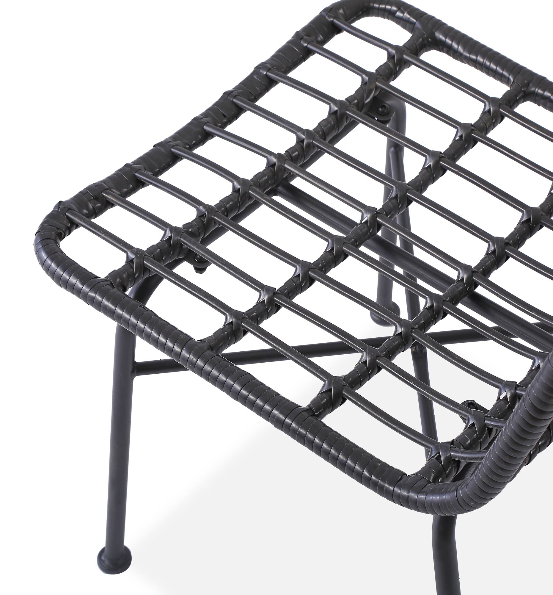 Tuinstoel - kunststof rotan - kussen - 47x85x45 cm - zwart