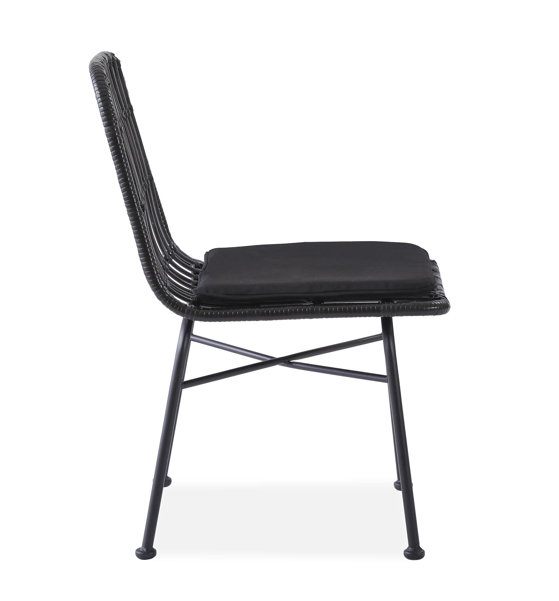 Tuinstoel - kunststof rotan - kussen - 47x85x45 cm - zwart