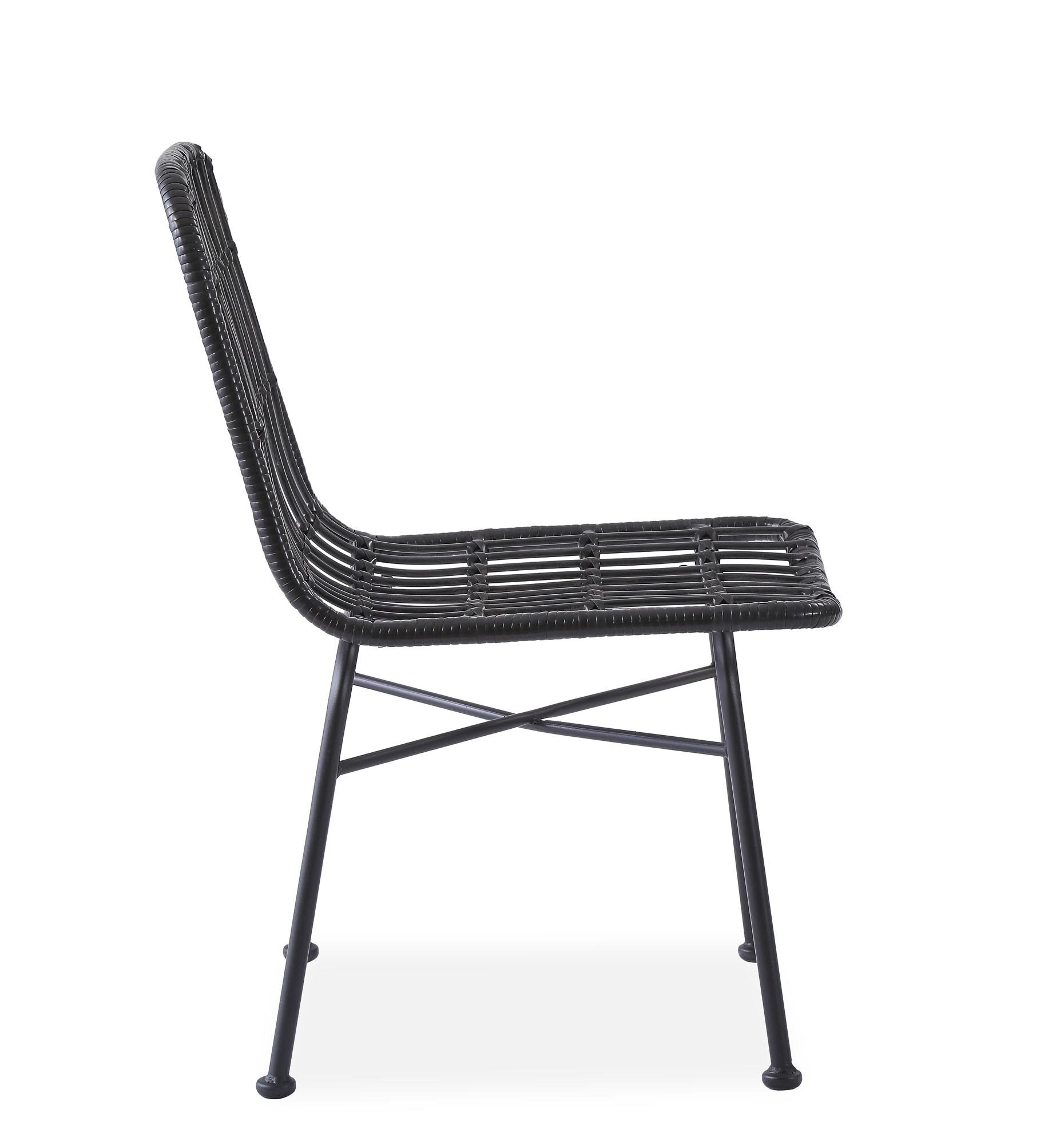 Tuinstoel - kunststof rotan - kussen - 47x85x45 cm - zwart