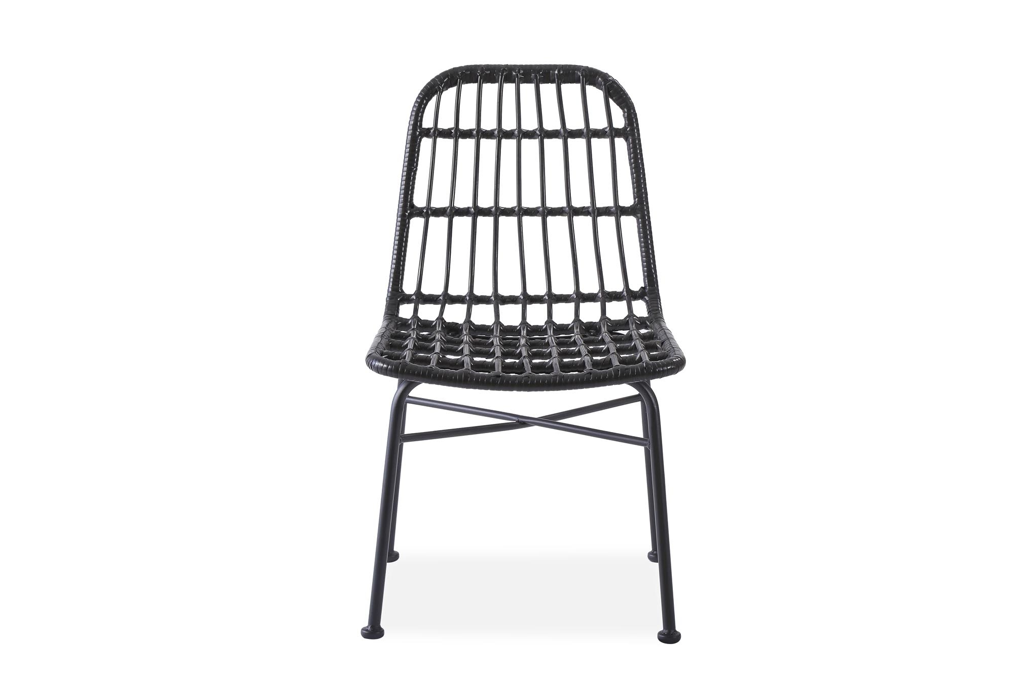 Tuinstoel - kunststof rotan - kussen - 47x85x45 cm - zwart