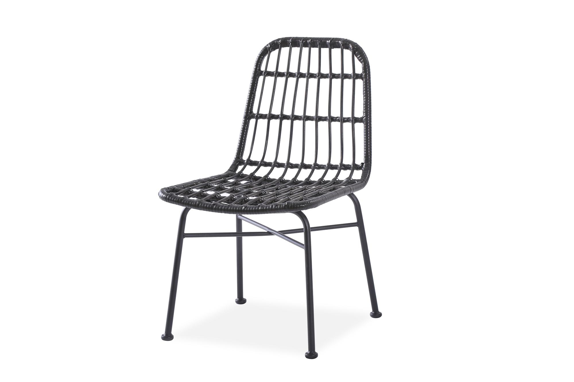 Tuinstoel - kunststof rotan - kussen - 47x85x45 cm - zwart