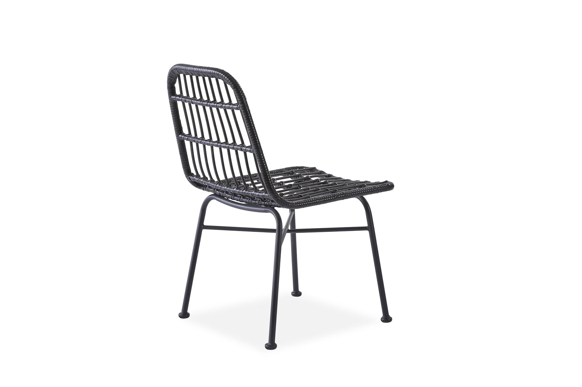 Tuinstoel - kunststof rotan - kussen - 47x85x45 cm - zwart