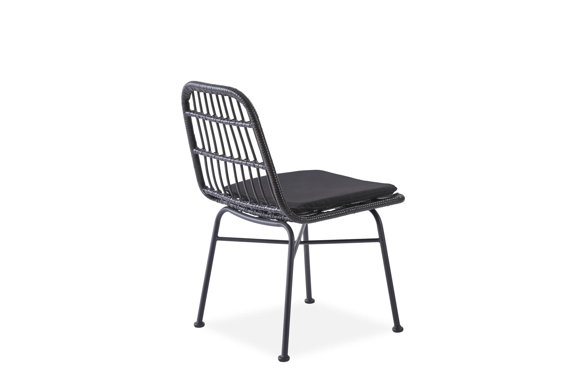 Tuinstoel - kunststof rotan - kussen - 47x85x45 cm - zwart