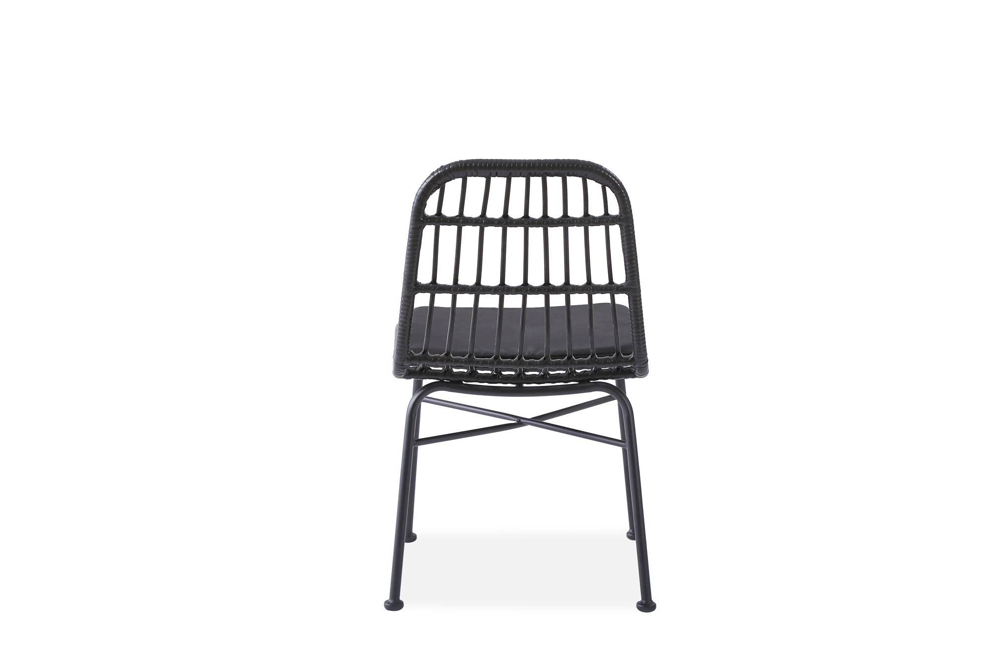 Tuinstoel - kunststof rotan - kussen - 47x85x45 cm - zwart