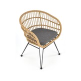 Tuinstoel - synthetisch rotan - kussen - 79x58x63 cm