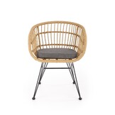 Tuinstoel - synthetisch rotan - kussen - 79x58x63 cm