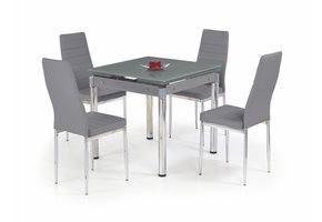 KENT - eettafel - glas - vierkant - 80-130x80x76 cm - grijs