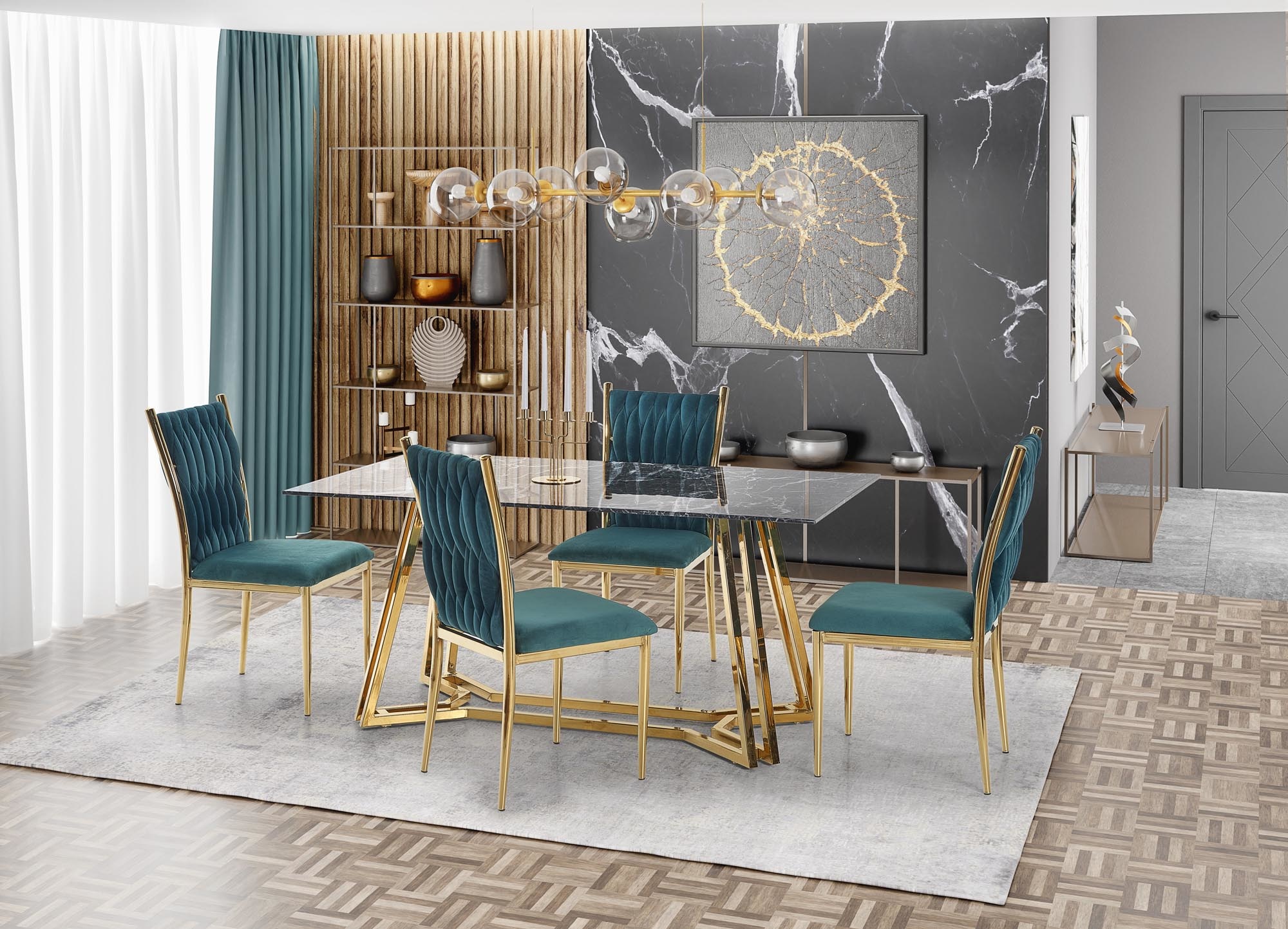 KONAMI - eettafel - glas - rechthoekig - 160x90x75 cm - zwart