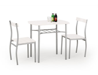 LANCE - eettafel set - tafel - 2 stoelen - MDF plaat - wit
