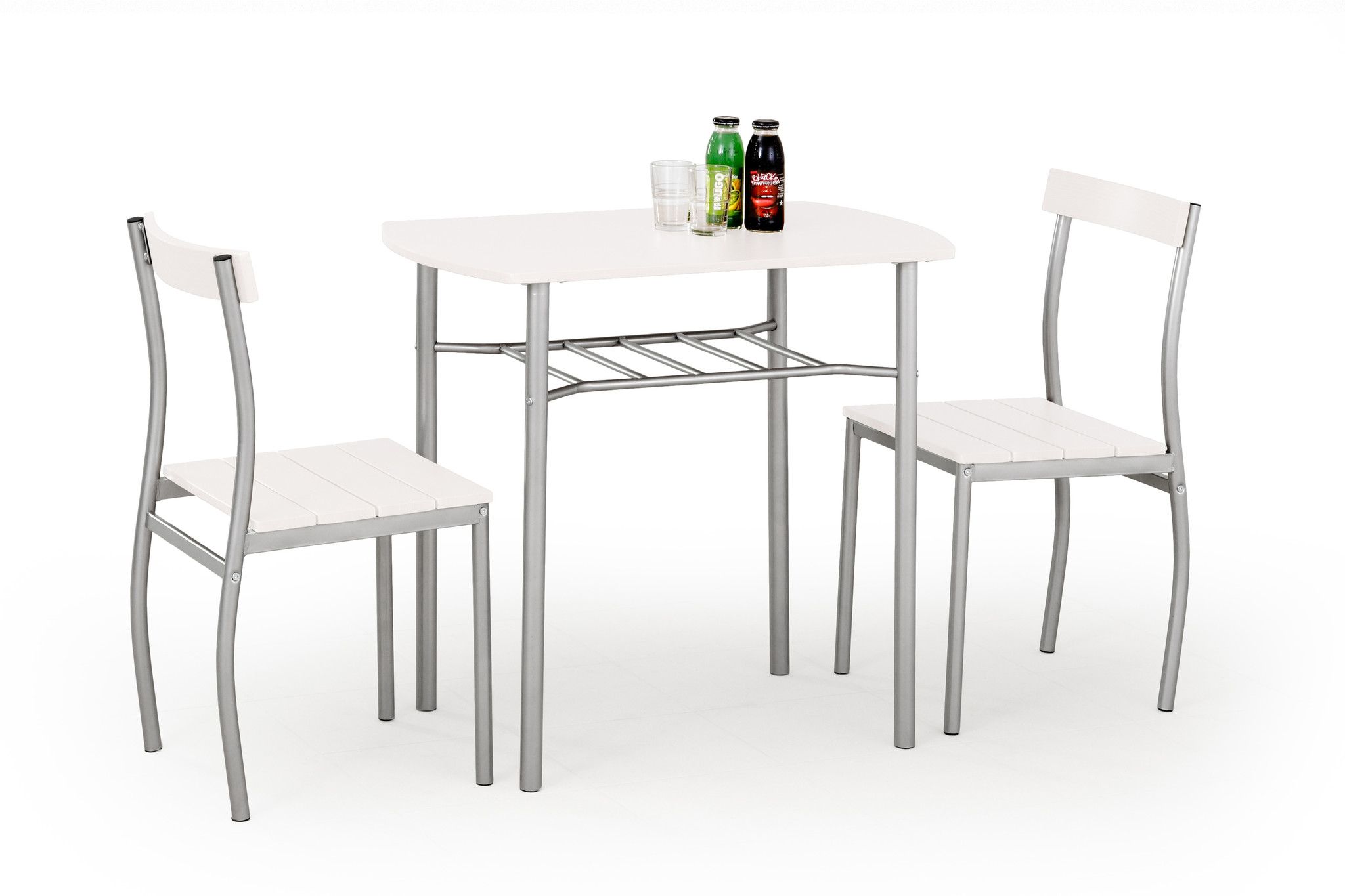LANCE - eettafel set - tafel - 2 stoelen - MDF plaat - wit
