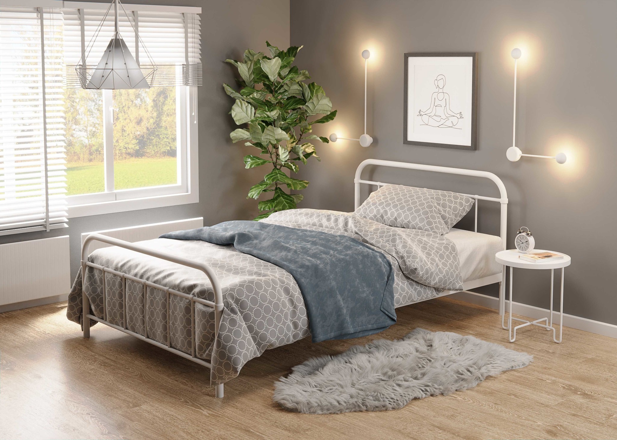 LINDA - bed - eenpersoonsbed - metaal - 209x12 x93 cm