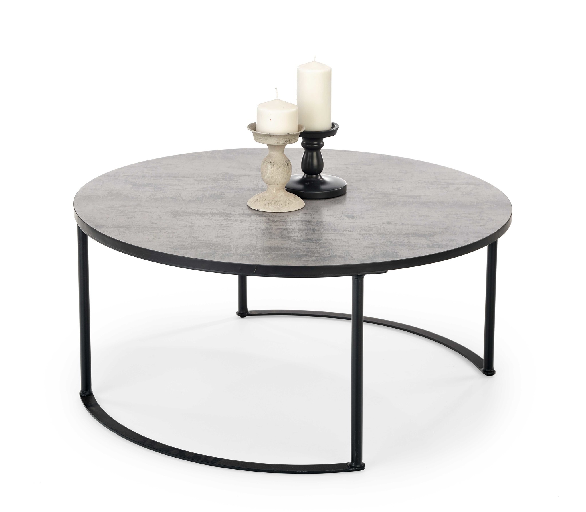 MACAO - salontafel - rond - MDF hout - grijs/zwart - 80x36x80cm