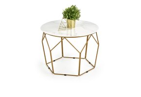 MADISON - salontafel - glas - rond - marmer/goud - 60x45x60cm