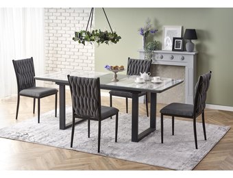 MARLEY - eettafel - uitschuifbaar - gelakt MDF - glas