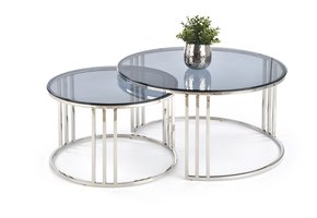 MERCURY - salontafels - set van 2 - rond - glas - transparant