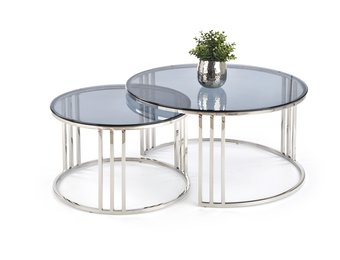 MERCURY - salontafels - set van 2 - rond - glas - transparant