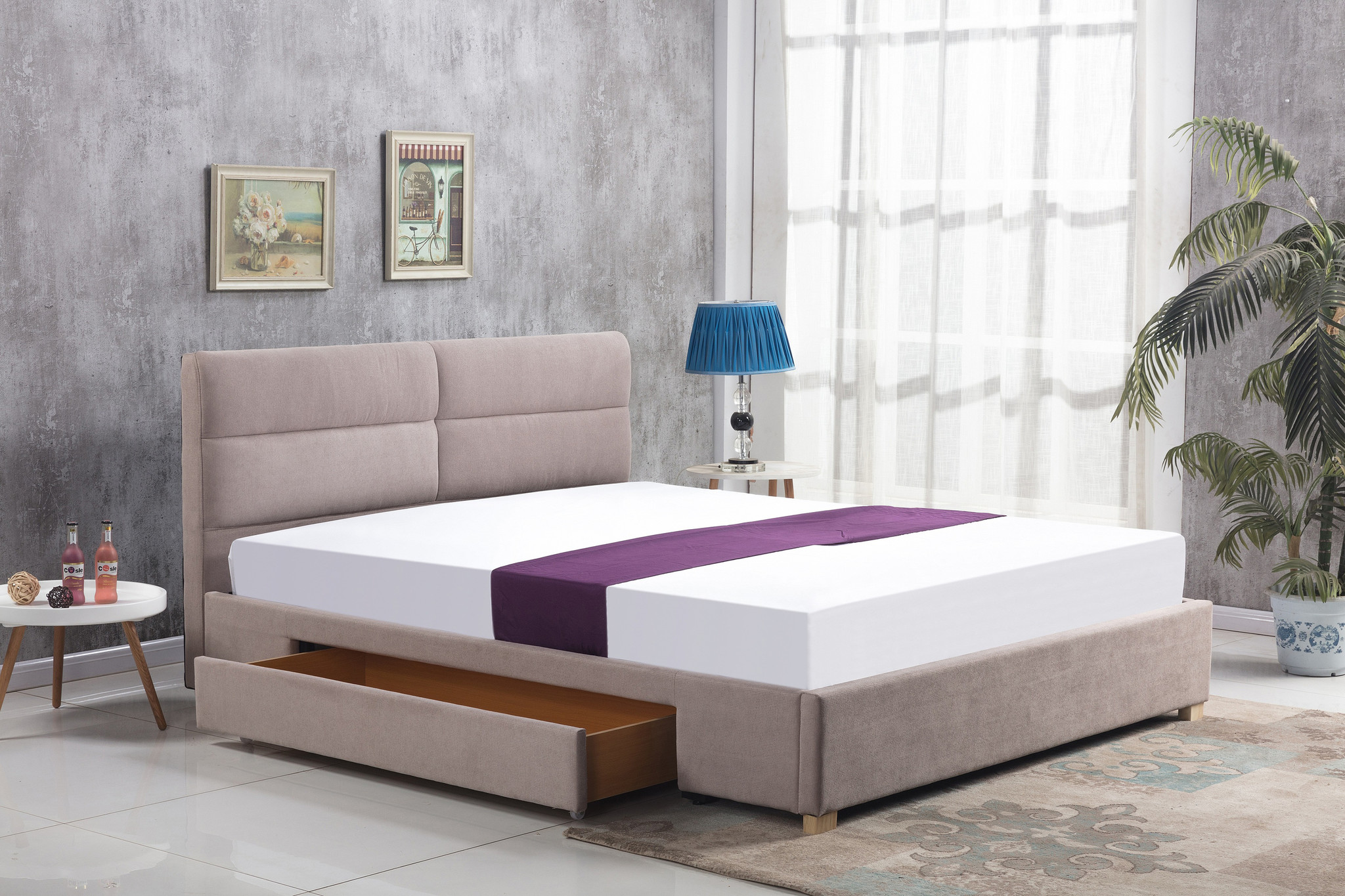 MERDIA - tweepersoonsbed - klassiek - 216x170x95 cm - beige