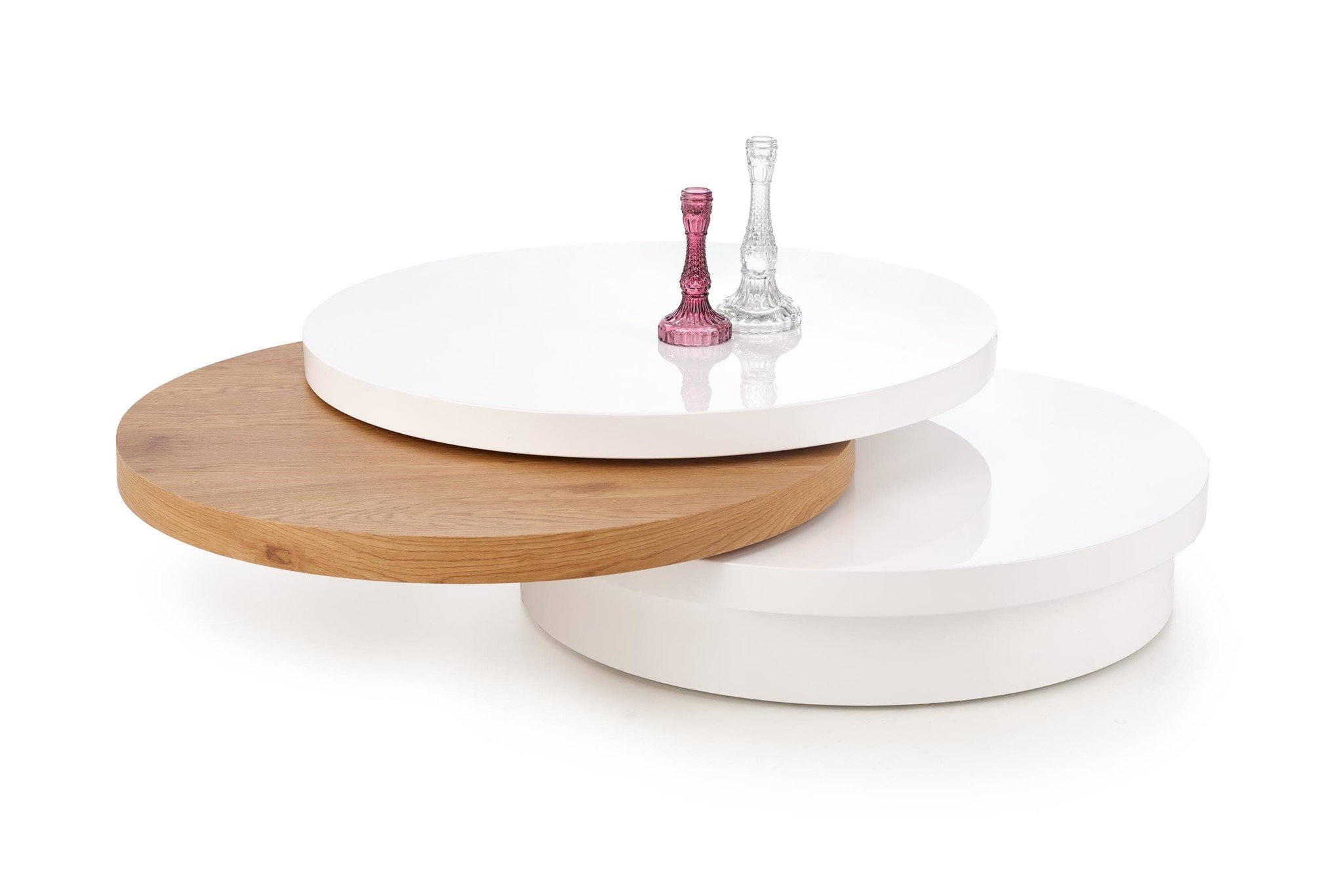 MICHIEL - salontafel - rond - 80x27x80 cm - wit