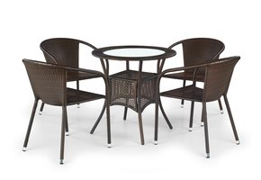 MIDAS - tuintafel - kunststof rotan - glas - donkerbruin