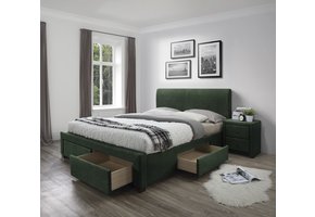 MODENA - tweepersoonsbed - met laden - modern - groen