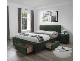 MODENA - tweepersoonsbed - met laden - modern - groen