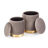 MONTY - poefs - set van twee - opbergruimte - grijs