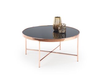 MORIA - salontafel - rond - glas - 82x40x82 cm - zwart