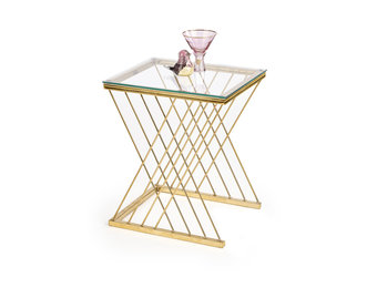 NANCY - salontafel - glas - roest vrij staal - goud - 45x52x39cm