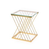 NANCY - salontafel - glas - roest vrij staal - goud - 45x52x39cm