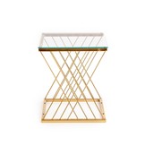 NANCY - salontafel - glas - roest vrij staal - goud - 45x52x39cm