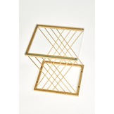 NANCY - salontafel - glas - roest vrij staal - goud - 45x52x39cm