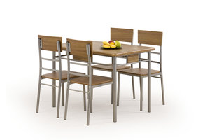 NATAN - eettafel set - 4 stoelen - MDF plaat - walnoot