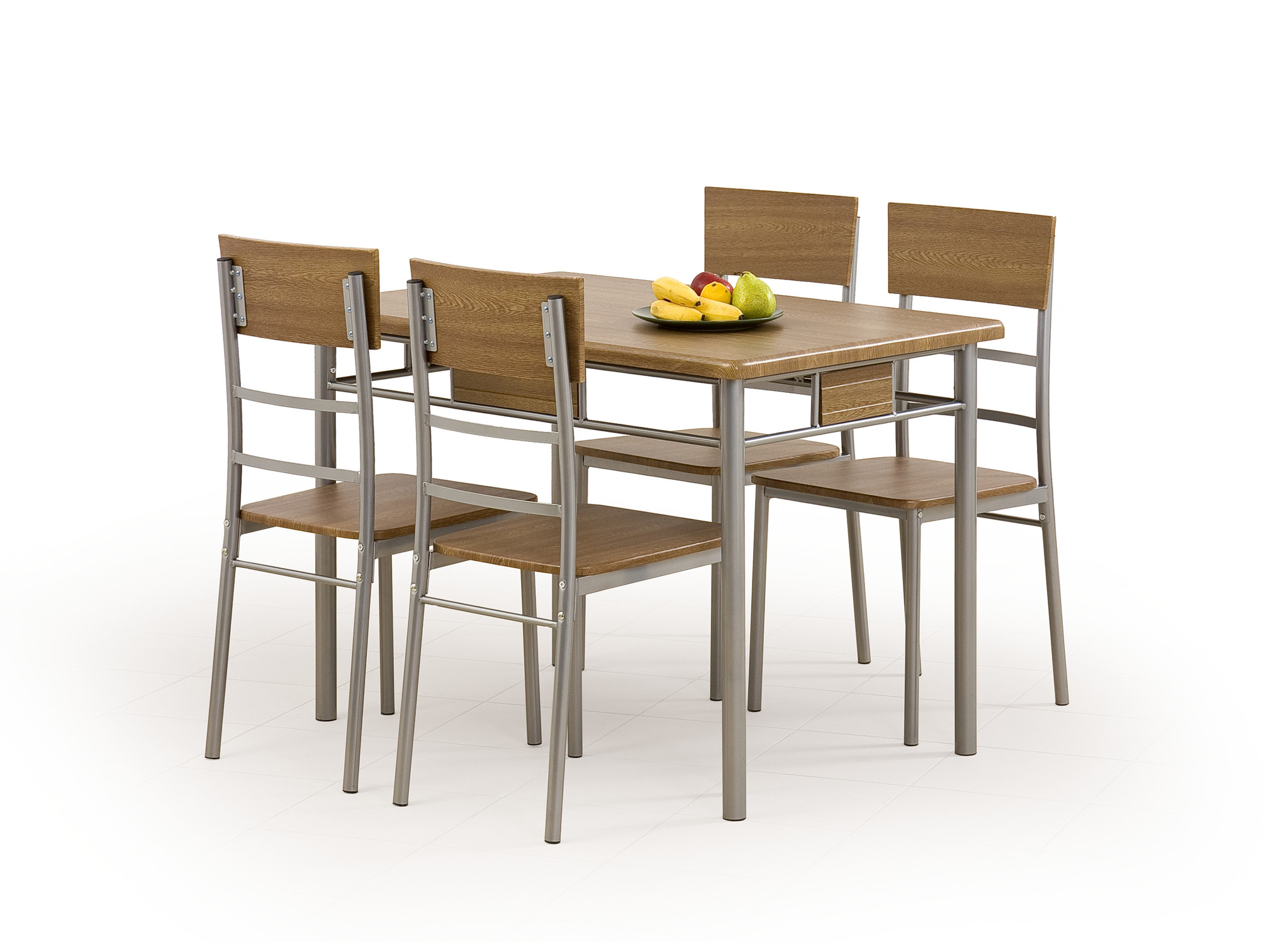 NATAN - eettafel set - 4 stoelen - MDF plaat - walnoot