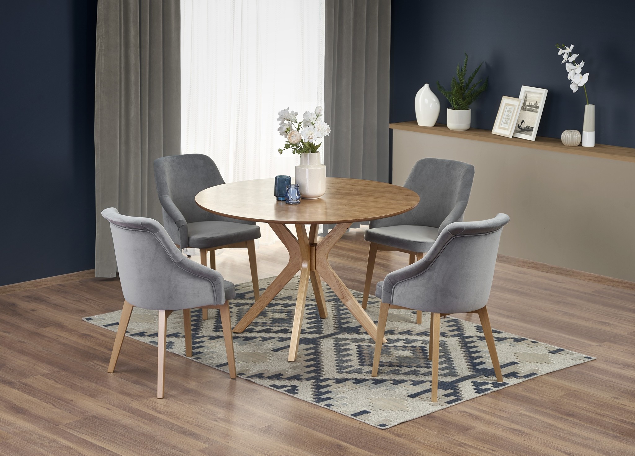 NICOLAS - eettafel - massief hout - 120x120x77cm - naturel eiken