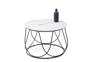 NUBIRA - salontafel - MDF hout - 60x41x60cm - wit marmer/zwart