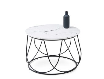 NUBIRA - salontafel - MDF hout - 60x41x60cm - wit marmer/zwart