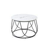 NUBIRA - salontafel - MDF hout - 60x41x60cm - wit marmer/zwart