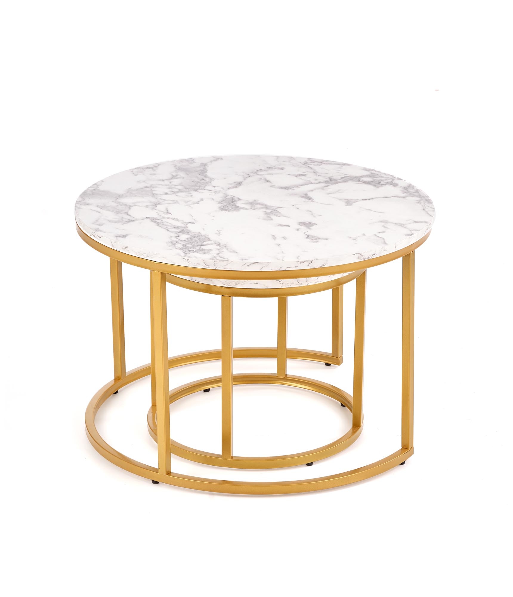 PAOLA - salontafels - set van 2 - gefineerd MDF - marmer, goud