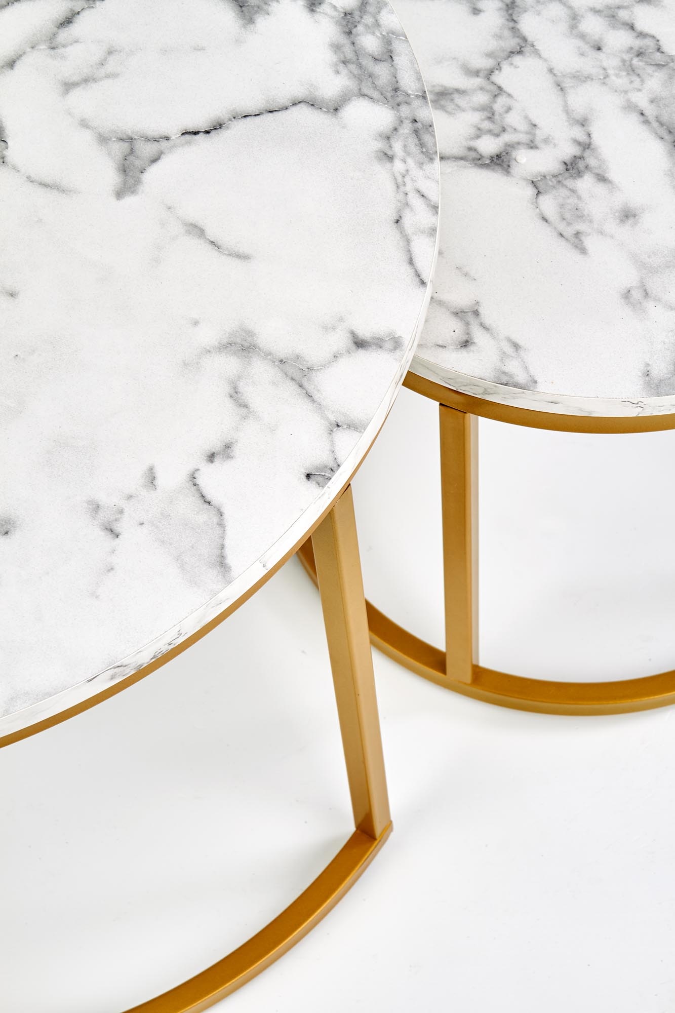 PAOLA - salontafels - set van 2 - gefineerd MDF - marmer, goud