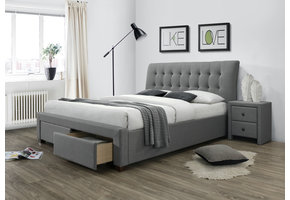 PERCY - tweepersoonsbed - met laden - 220x173x109 cm - grijs