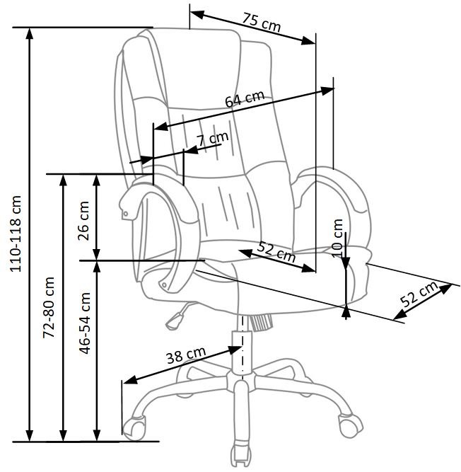 RELAX - bureaustoel - eco leer - 64x110-118x75 - bruin