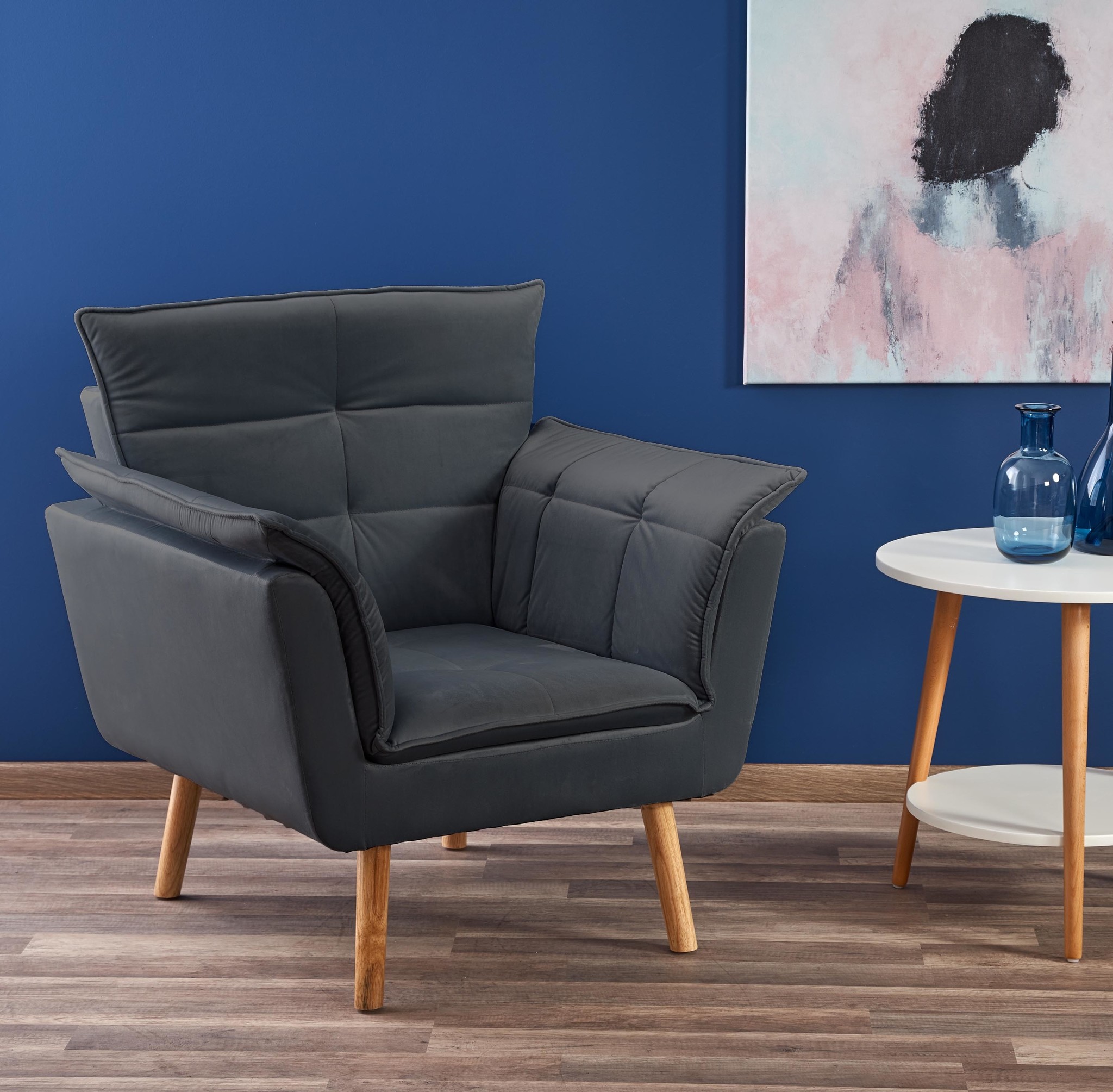 REZZO - fauteuil - stof - modern - 80x84x73 cm - donker grijs