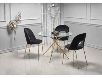 RONDO - eettafel - glas - goud - 110x110x74cm