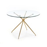 RONDO - eettafel - glas - goud - 110x110x74cm