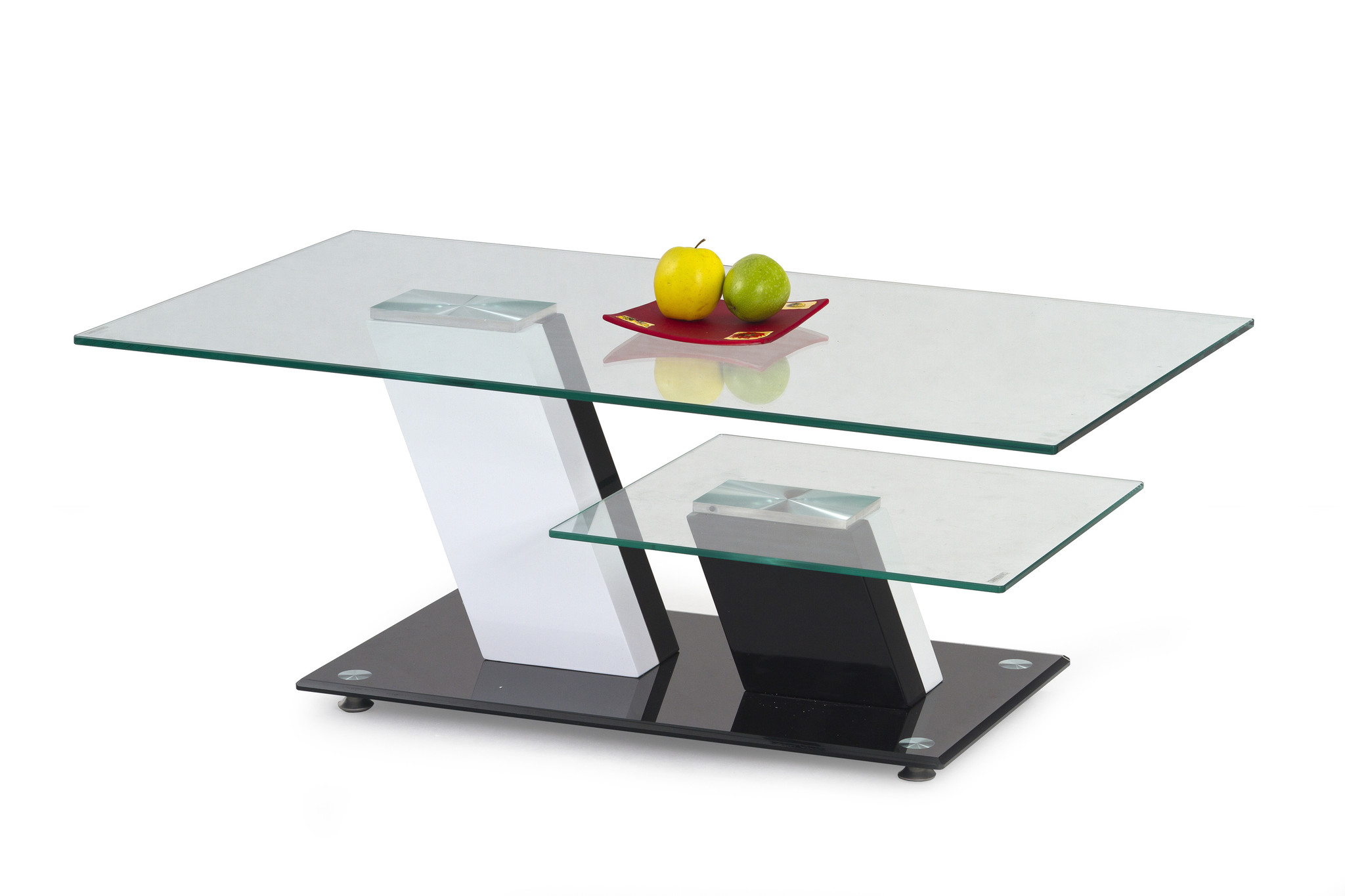SAVANA - salontafel - glas - gelakt MDF - zwart wit