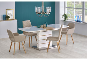 TORONTO - eettafel - uitschuifbaar - gelakt MDF - glas - wit