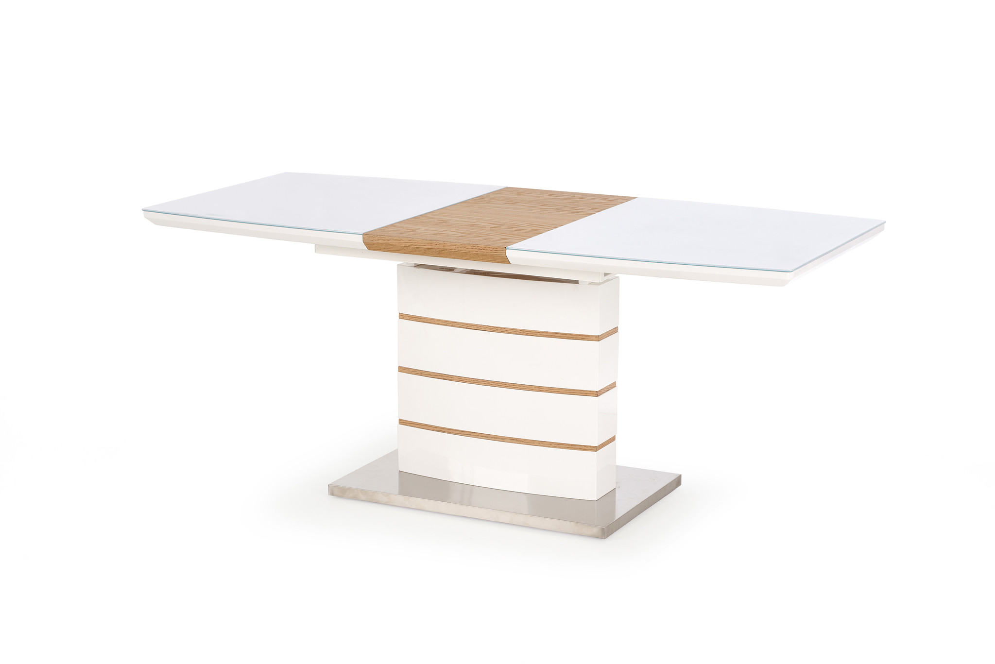 TORONTO - eettafel - uitschuifbaar - gelakt MDF - glas - wit