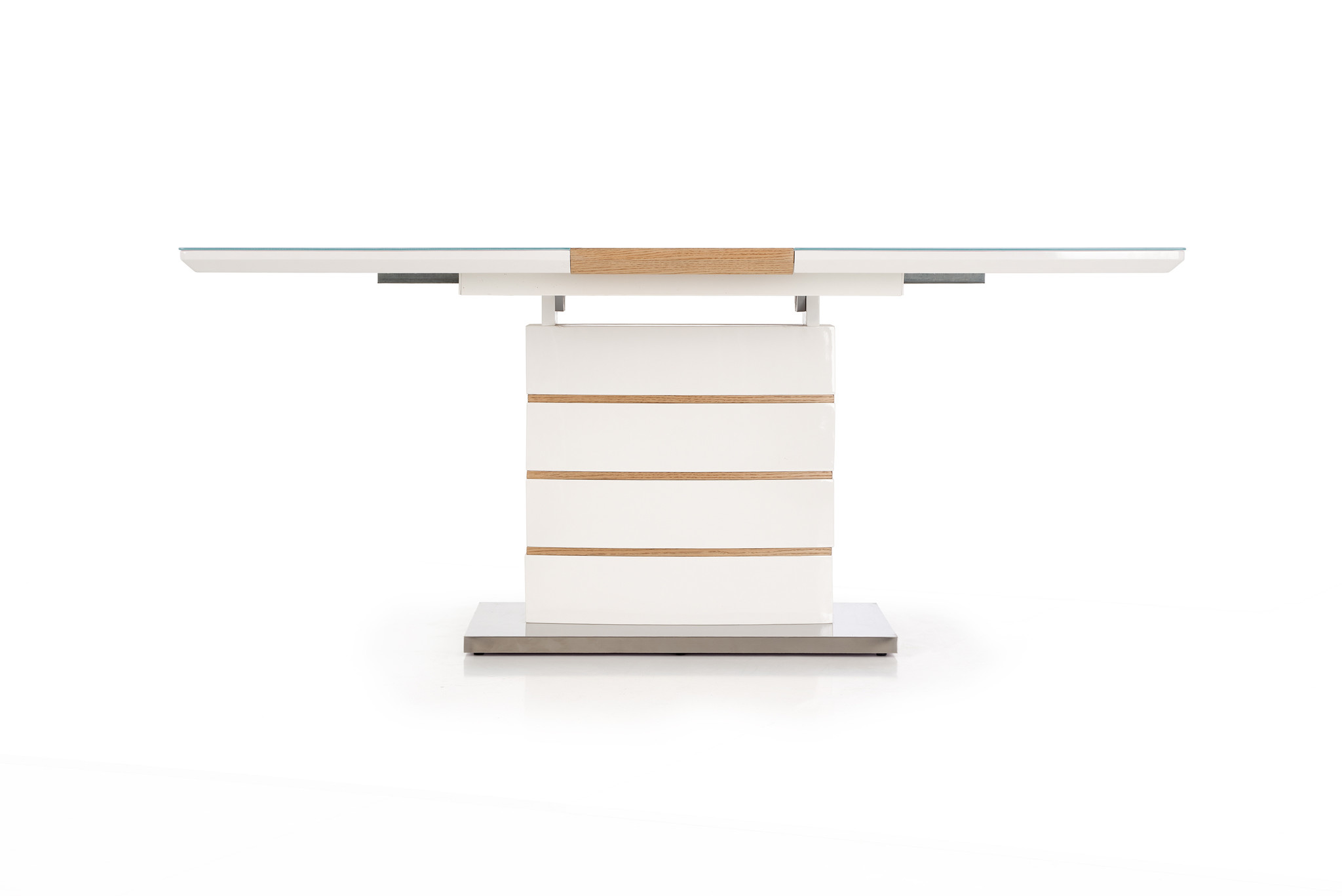 TORONTO - eettafel - uitschuifbaar - gelakt MDF - glas - wit