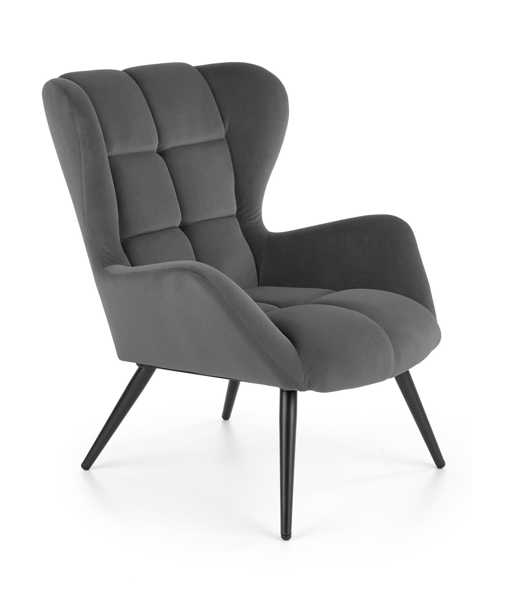 TYRION - fauteuil - stof - hout - 75x91x86 cm - grijs
