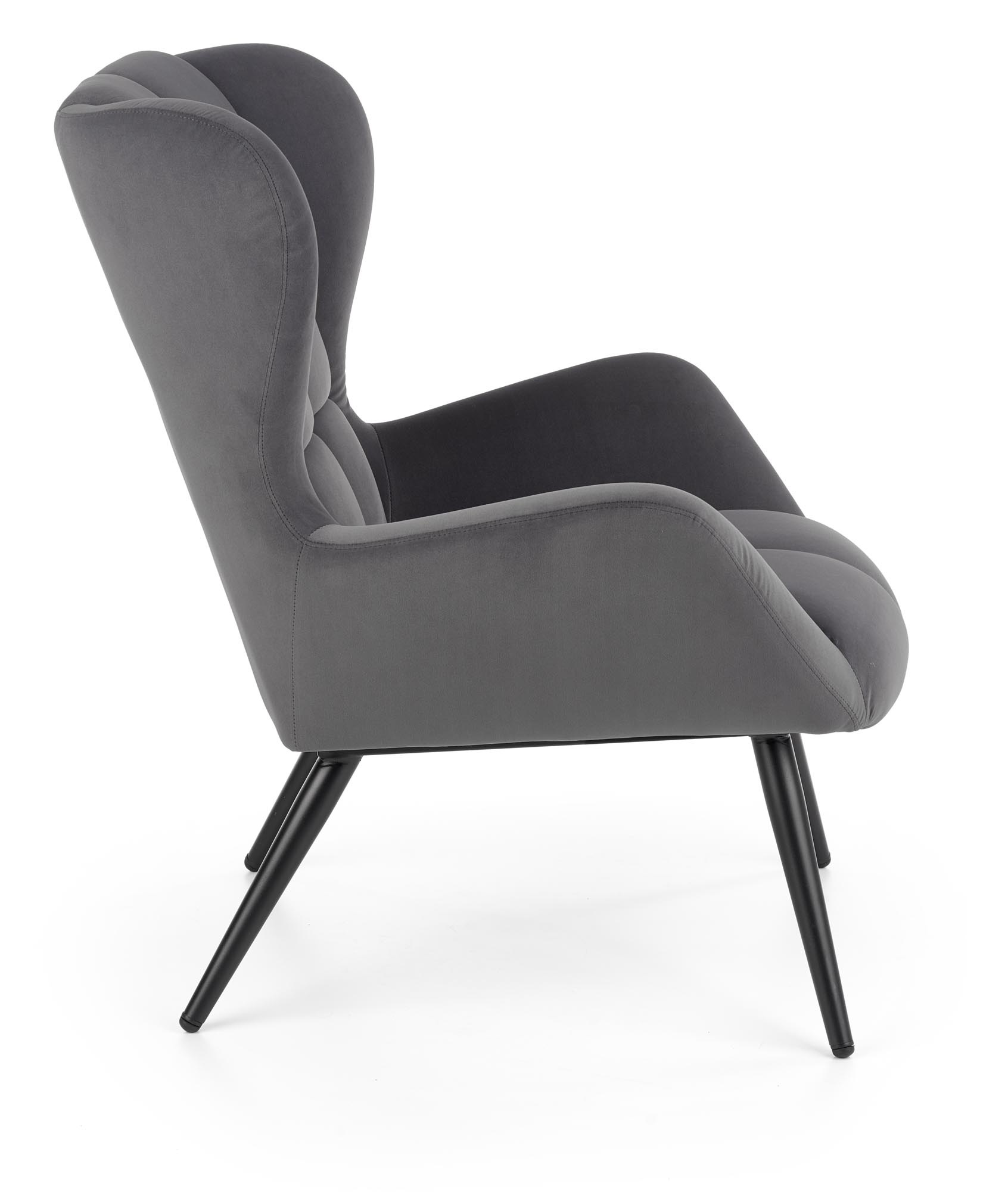 TYRION - fauteuil - stof - hout - 75x91x86 cm - grijs